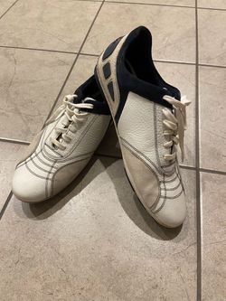 Calvin Klein White and Navy Leather Sneakers