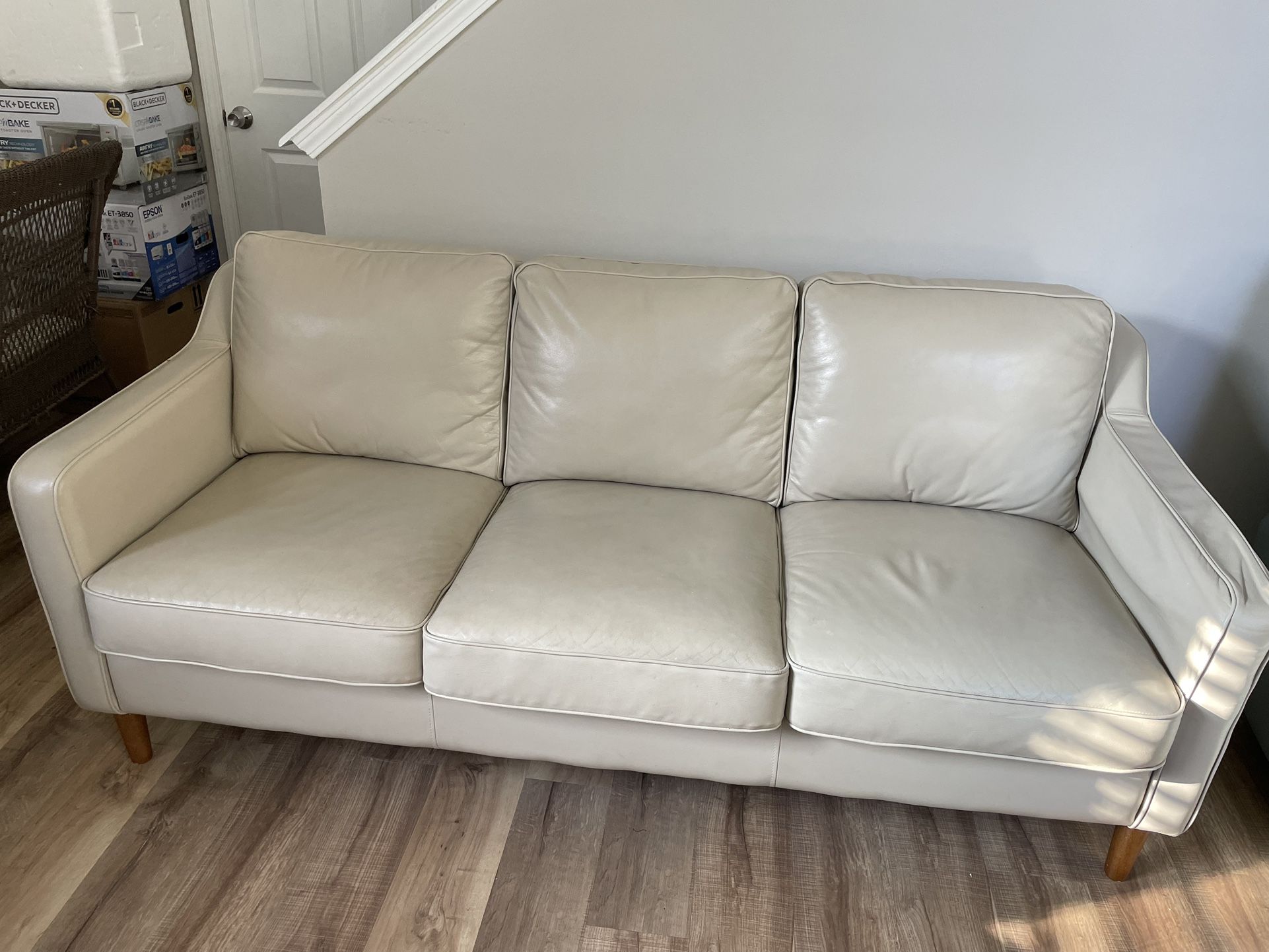 Beige Leather Sofa