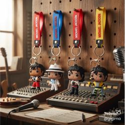 Michael Jackson Figure Keychains Set of 4