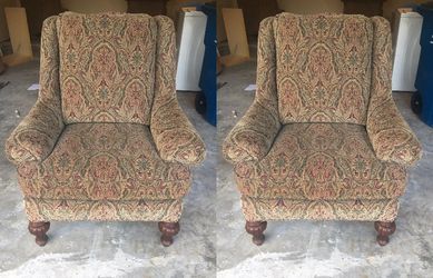 Two wingback formal chairs