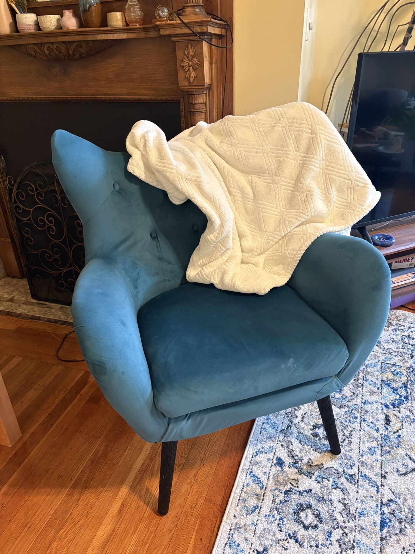 Teal Blue Mid-Century Modern Armchair / Lounge Chair