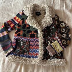 Desigual Multicolor Print Jacket – Sherpa Lined - Size S