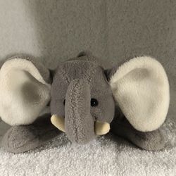 Used Beanpals Gray Elephant Good Luck Trunk Up Plushy 