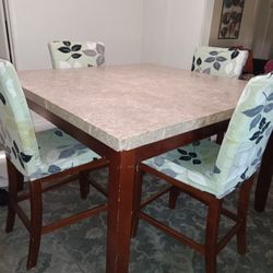 XL Cherry Pub Table Original Marble Dining Set
