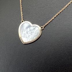14kt Rose Gold Necklace And Pendant Combo Mother Of Pearl Heart Pendant 3.46grams 165072 31