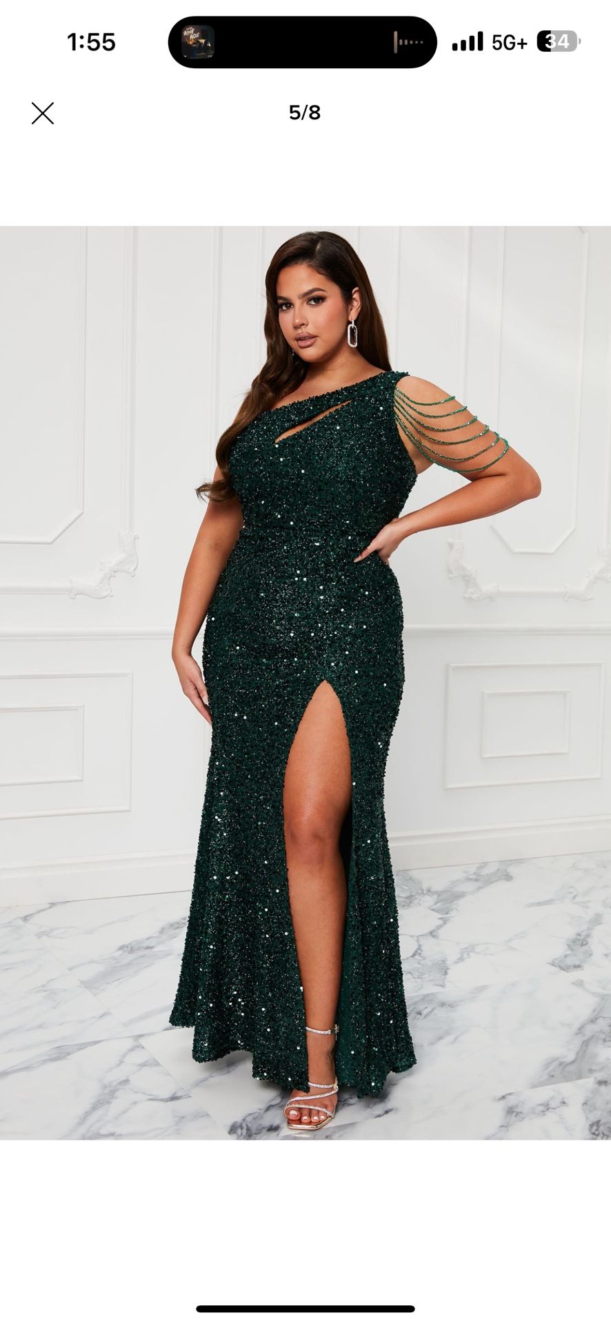 Emerald green sequin dress