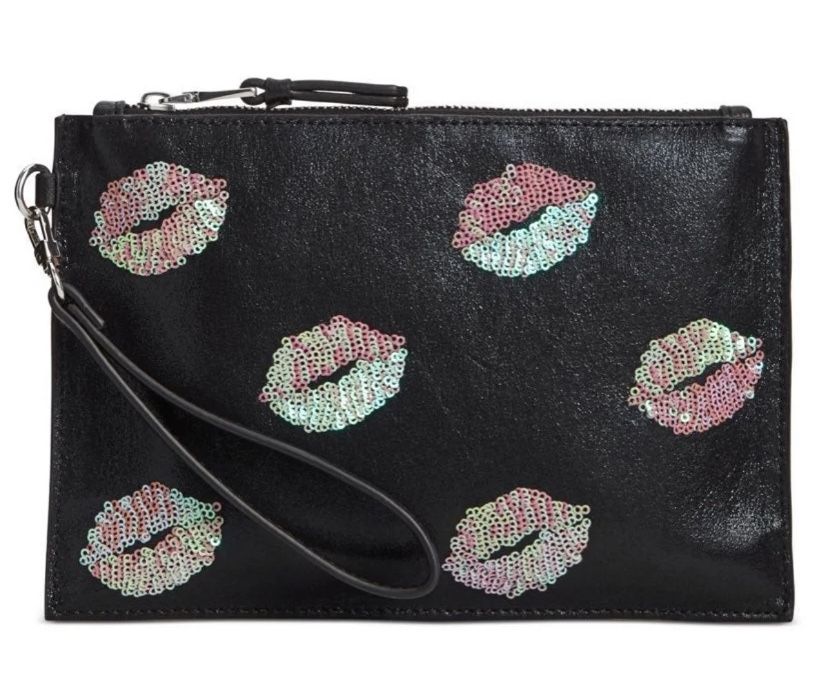 Inc Womens Molyy Pink Sequin Lips Pouch