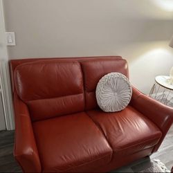 Orange Leather Couches