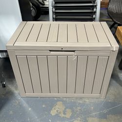 AS IS 45GAL Brown Outdoor Storage Deck Box with Lock Hole- Waterproof, SGS - Tested UV Protection