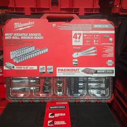 MILWAUKEE PACKOUT 47 PC 1/1" DRIVE METRIC AND SAE RATCHET AND SOCKET SET