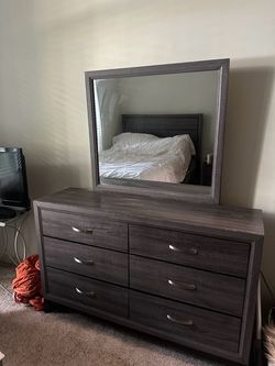 Gray Dresser with Mirror