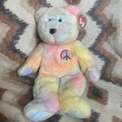 Ty Beanie Buddy “Peace” the Stunning Tie-Dye Beanie Buddy Bear - Pastel