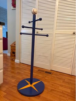Custom BASEBALL THEME KIDS HAT/COAT RACK (vintage Mariner's colors)
