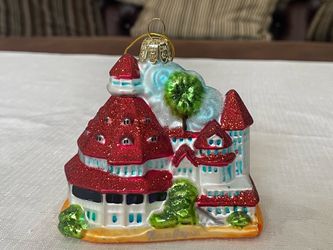 Christopher Radko blown glass castle Christmas ornament.