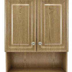 Glacier BayFramed Surface-Mount Bathroom Medicine Cabinet in Oak 23"1/8x27'7/8