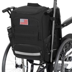 Wheelchair Backpack, Wheelchair Bag To Hang On Back With Thermal Insulation Pocket, Electric Wheelchair Accessories Bag With Crutches Pockets For Adul