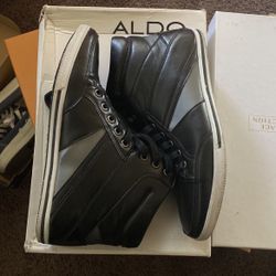 Aldo Novara Black And Silver Leather Boots Mens Size 7