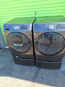 Washer and dryer samsung black stainless steel