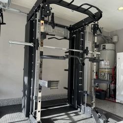 Smith Machine, Pulley System, Power Rack, Rubber Weights, Dumbbells 