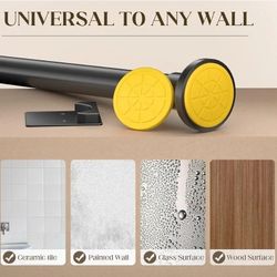 Authandis Black Shower Curtain Rods No Drilling,1 Inch Diameter Adjustable Tension Rods for Windows 36 to 84 Inch,Shower Rods for Bathroom,Closet Rod,