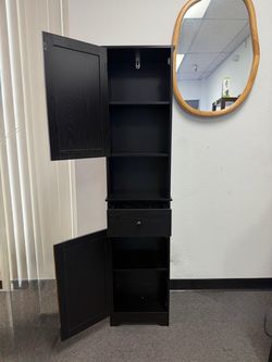New Wooden 63” Tall Bathroom Kitchen Pantry Cabinet Storage with Adjustable Shelve
