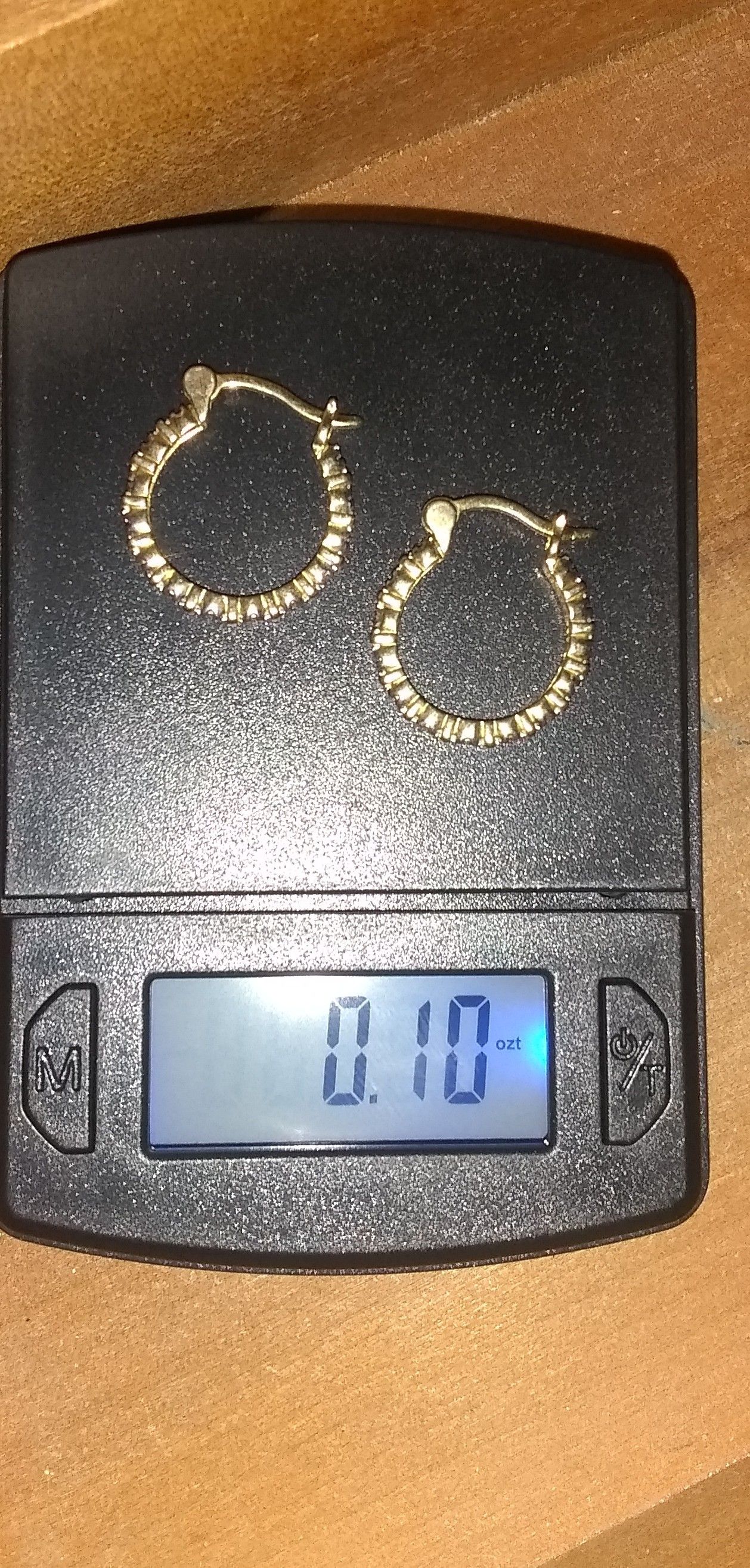 beautiful set of gold/CZ Stamped hoops