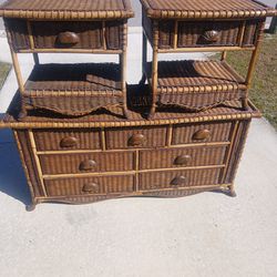 Boho Wicker Bedroom Set