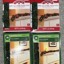18ft Pre-Lit multi-color Pine Garland (4 available)