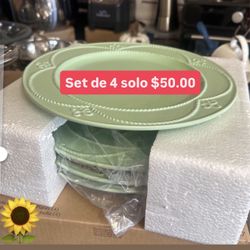Plato’s Grandes Set De 4 Especial $50.00 Marbella Verdes Princess House Ventas Finales 