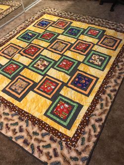 Homemade kids construction quilt