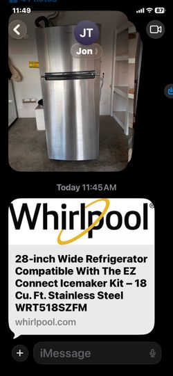 Whirpool stainless refrigerator