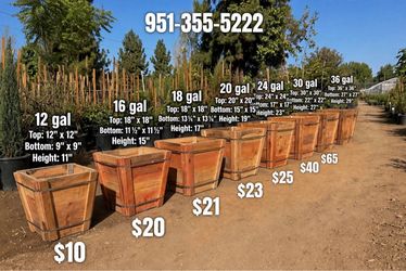 New nursery redwood planters for sale