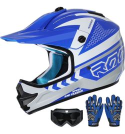 New Roozo Youth Kids Dirt Bike Helmet DOT Approved, Full Face Motocross Set
4-in-1 set includes goggles gloves storage bag, ultra-light design, adjust