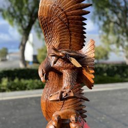 Hand Carved Wooden Eagle 🦅 Sculpture