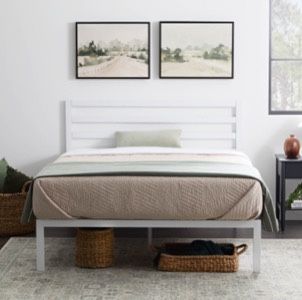 Queen Bed Frame (white Metal)