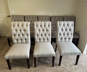 Set of 8 World Market Tufted Upholstered Dining Chairs