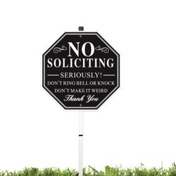 No Soliciting Yard Sign With Stake