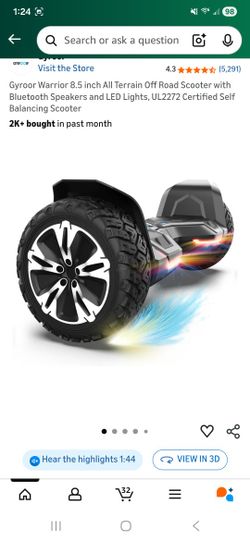 Gyroor Warrior 8.5 inch All Terrain Off Road Scooter with Bluetooth Speakers and LED Lights, UL2272 Certified Self Balancing Scooter