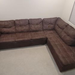 Brown Sectional L Shape Sofa, Good Condition
