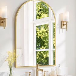 New 38”x26” Gold Arched Mirror