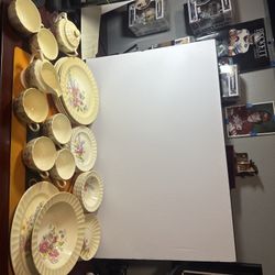 35 Piece Vintage Edwin M. Knowles China Set Floral Design