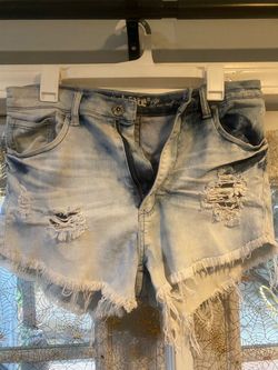 Light Wash Distressed Denim Cutoff Shorts
