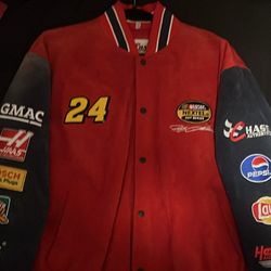 Chase Authentics Nascar #24 Jeff Gordon Dupont Suede Leather Jacket Racing
