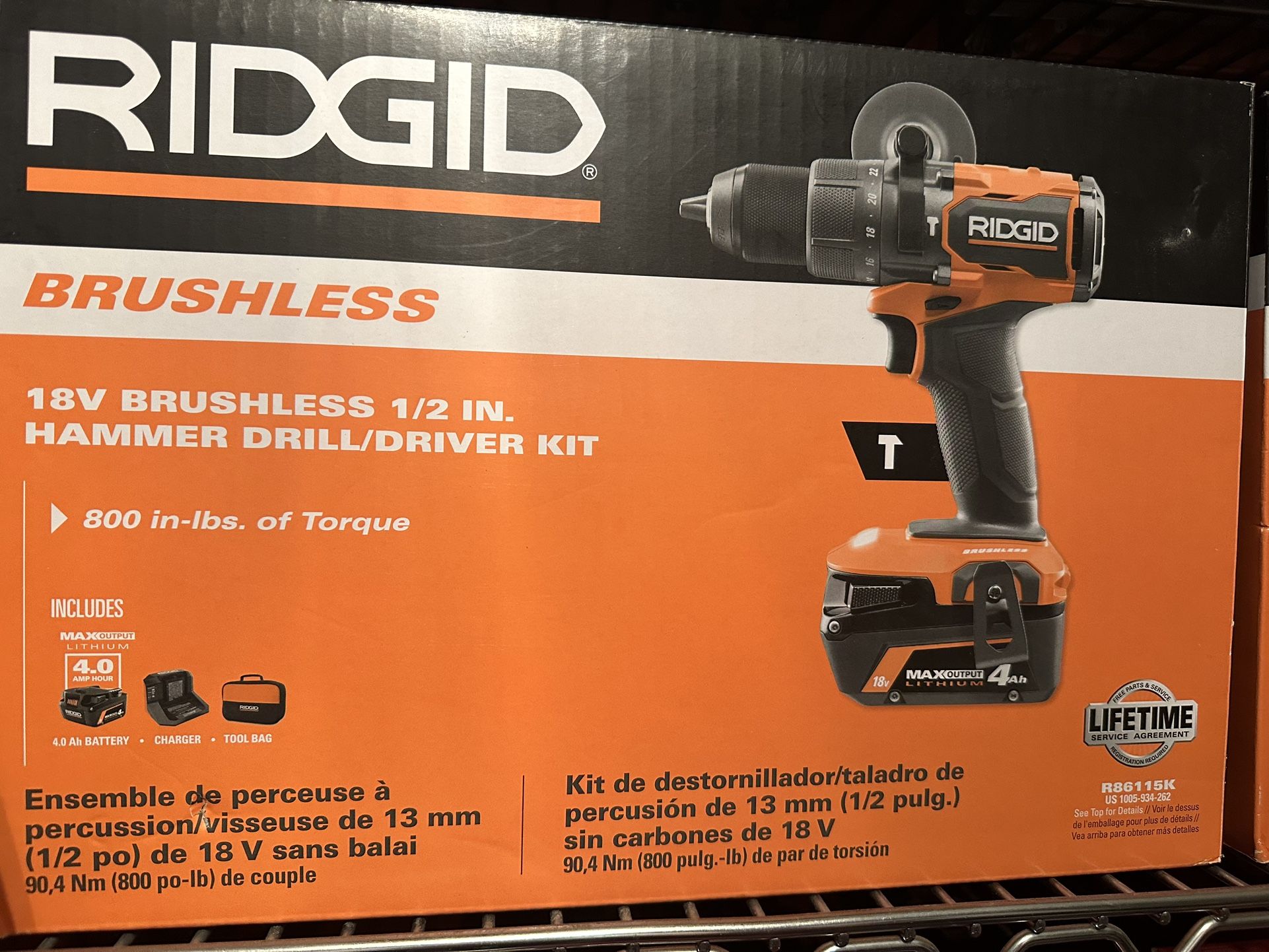 Ridgid 18V Brushless Cordless 1/2 in. Hammer Drill/Driver Kit with 4.0 Ah