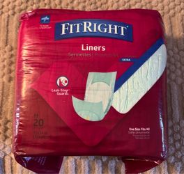 New FitRight Plus Ultra Incontinence Liners, Heavy Absorbency 13” x 34” (20 Count)