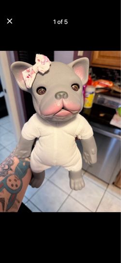 French bulldog, reborn doll style