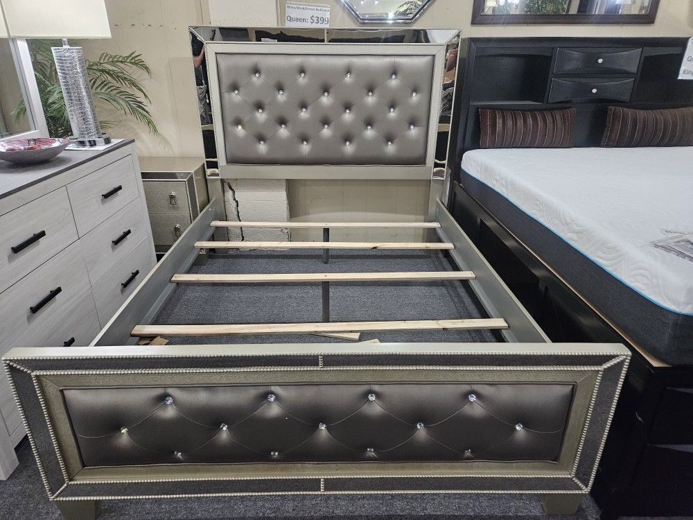 Brand New Modern Silver King Or CA King Bedframe