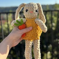 Bunny In Dress With Carrot 🥕 Handmade 🧶 Crochet 🧶 Plushie 