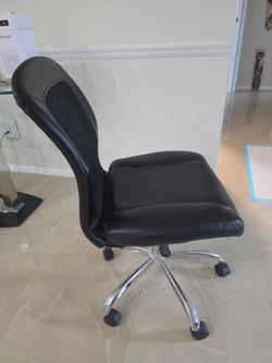 Black Leather Office Chair with Chrome Base