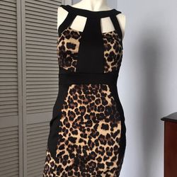 Leopard and Black Mini Dress. $25    Size S 